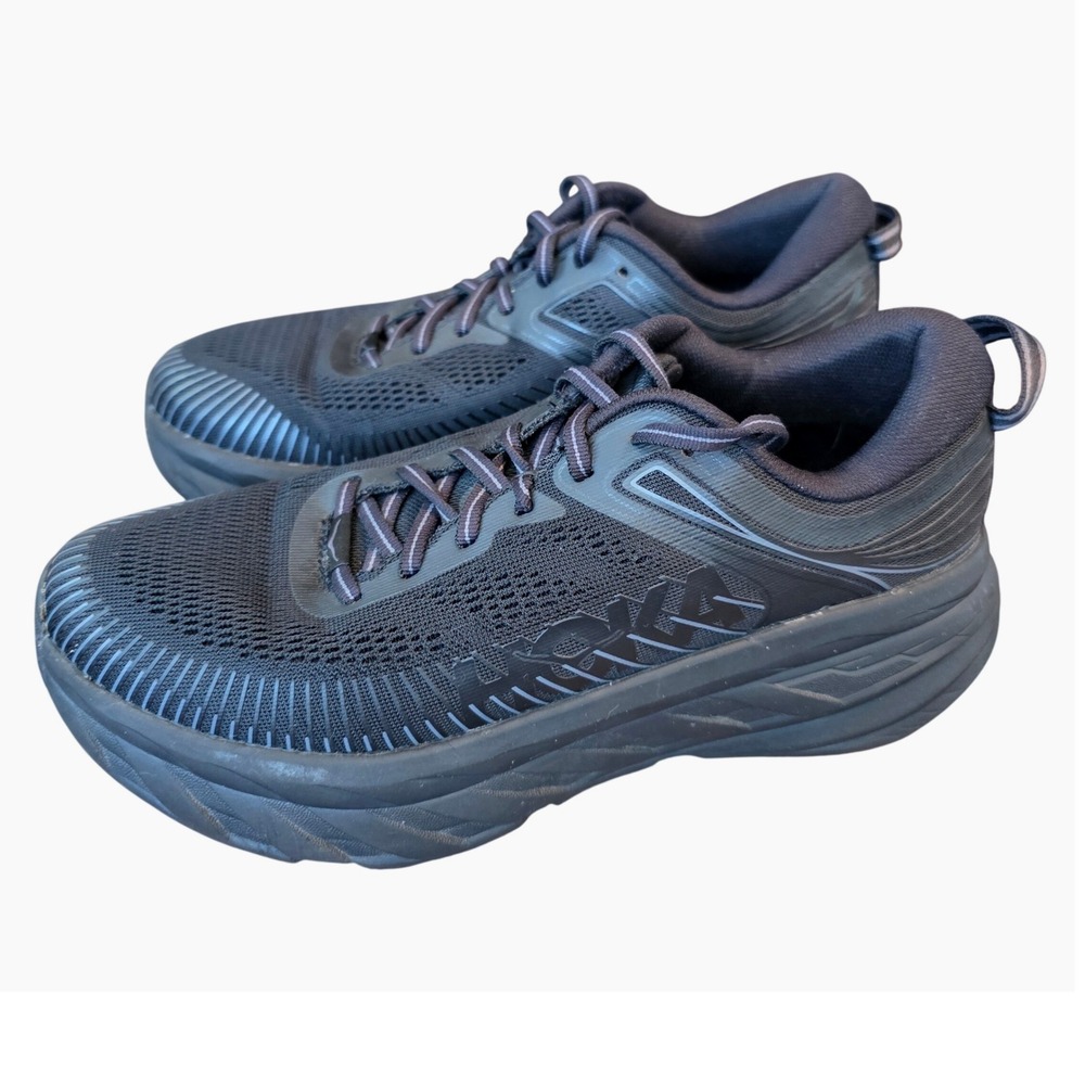 HOKA Bondi 7 Reflective Black Running Shoes Women's 8.5 Cushioned *No Insoles